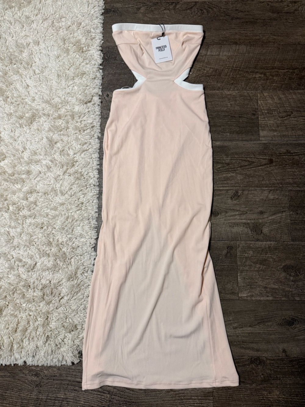 Princess Polly Light Blush Strapless Cutout Maxi Dress